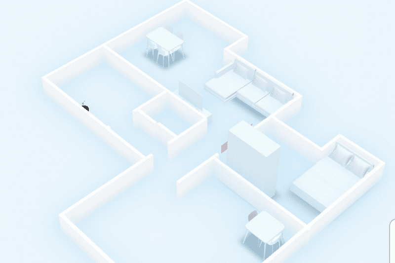 3D Kartendarstellung der Wohnung in der Ecovacs Home App